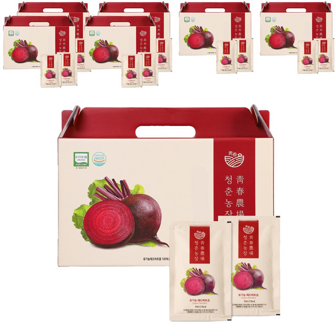 청춘농장 유기농 레드비트즙, 2.4L, 7개