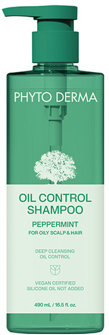 PHYTO DERMA 朵蔓 草本控油薄荷洗髮精 油性頭皮適用 含涼爽薄荷和迷迭香 深層清潔頭皮, 490ml, 1瓶