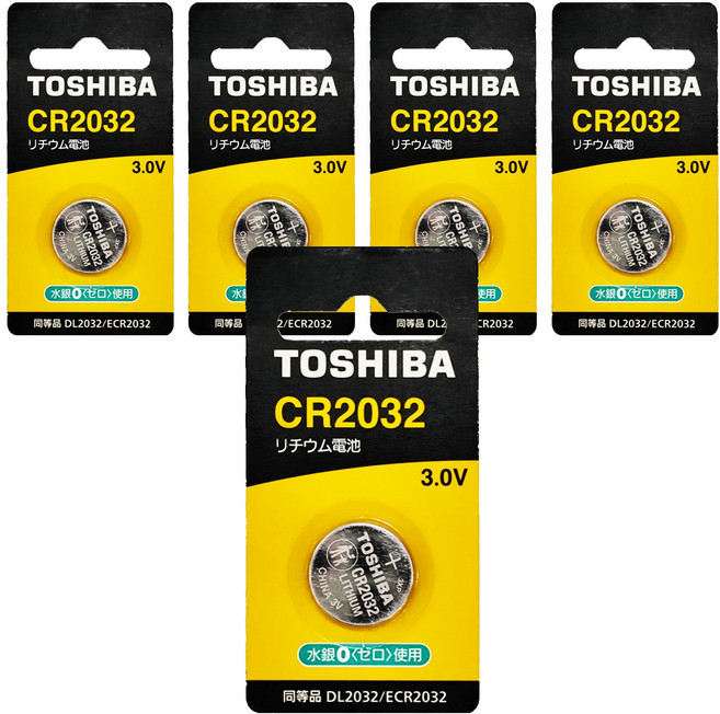 TOSHIBA 東芝 台灣公司貨 鈕扣電池 CR2032, 5個, 1入