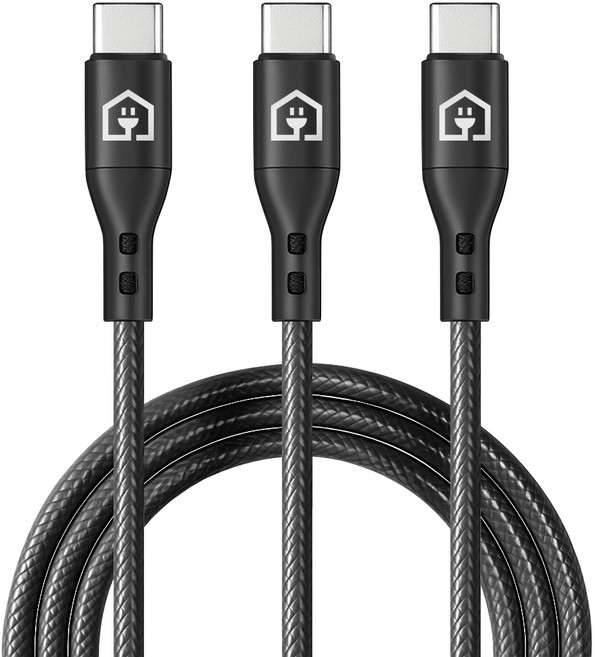 홈플래닛 PD 60W CtoC 초고속충전 볼트우븐 단선방지 케이블, 블랙, 3개, 2m