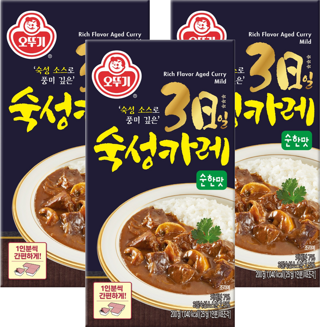 오뚜기 3일 숙성카레 순한맛 고형, 200g, 3개