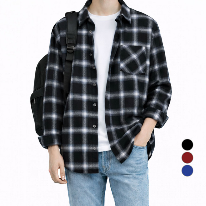 가이스토리 남녀공용 이븐 체크 셔츠