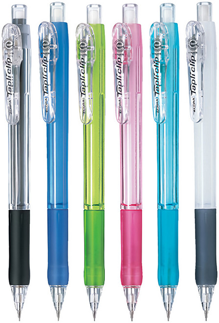 ZEBRA 斑馬牌 Tapli Clip 自動鉛筆組 方便攜帶筆夾設計 殘留筆芯較短, 0.5mm, 6支