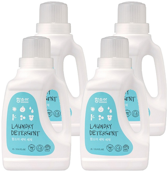 함소아 유아용 고농축 세탁세제, 4개, 1L