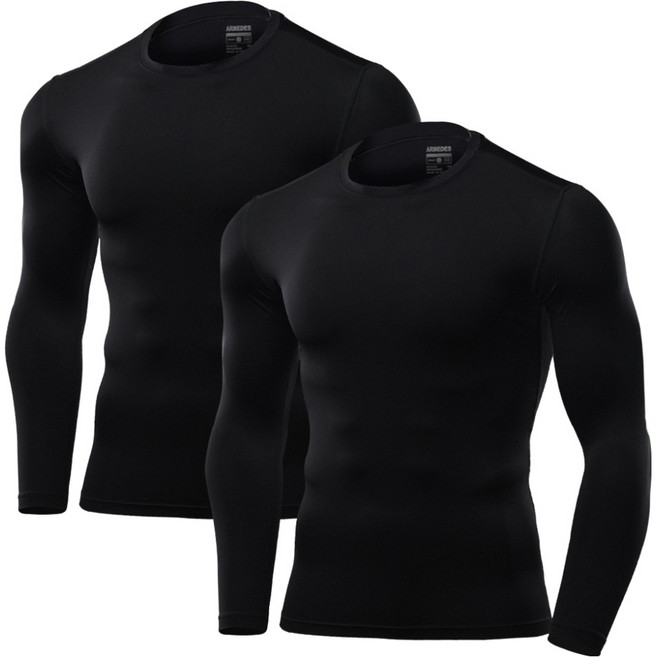 ARMEDES 男用素色Techfit內搭長袖上衣 AR-52 2件組