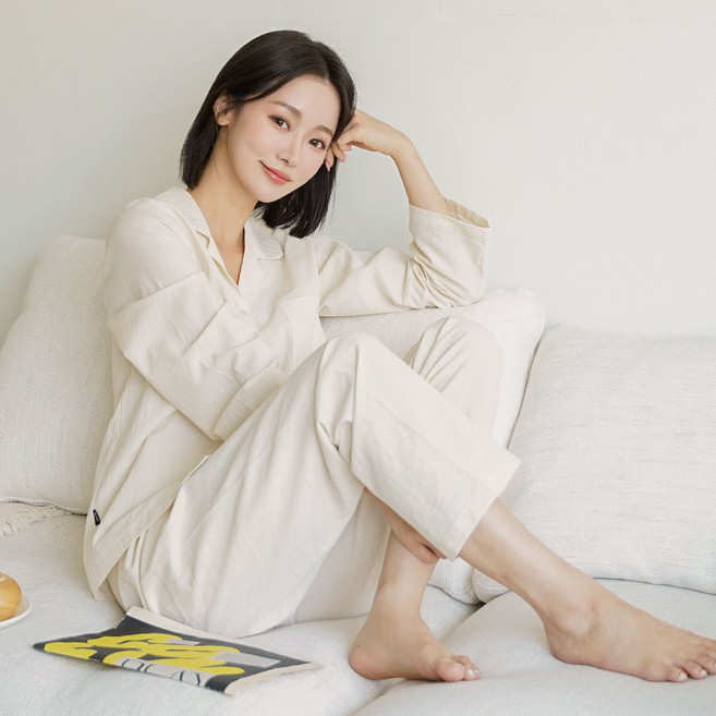 어나더디 여성용 통기성 네이처 코튼 잠옷 세트