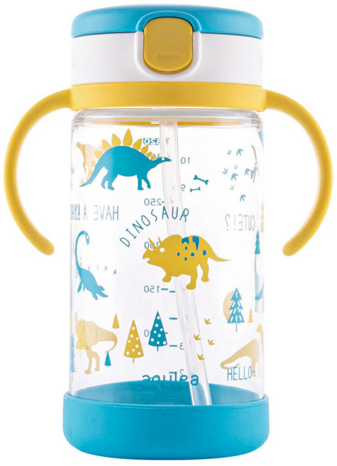 Richell 利其爾 AQ水杯 含底座 7個月以上, 320ml, 1個, 恐龍世界