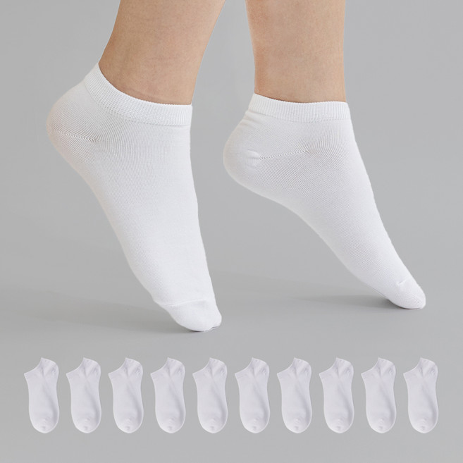 튀랑 남성용 스포츠 스니커즈 양말 10켤레, 화이트, 1세트