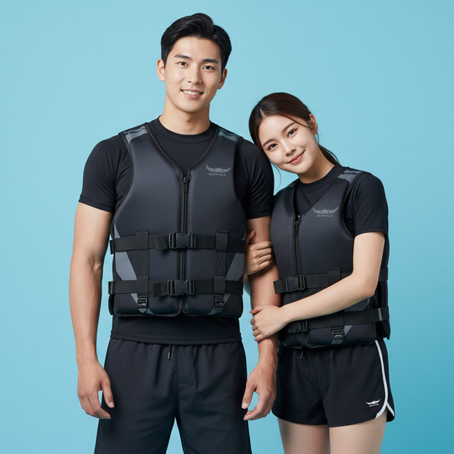 버팔로구명조끼 추천 TOP10 — 버팔로 시크 네오프렌 구명조끼 2종 세트, 제트블랙