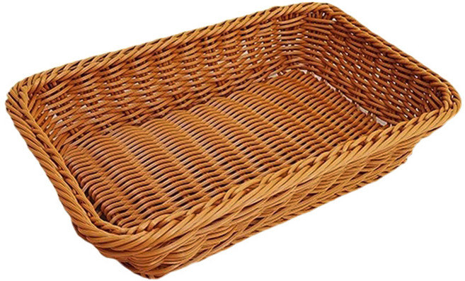 등나무 라탄 디스플레이 직사각 트레이, 브라운, 1개