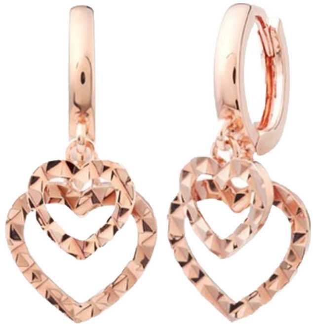 라울스톤 여성용 14K 금침 컷팅 하트 링 원터치 드롭 금 샤인하트 귀걸이 JK186 + 케이스