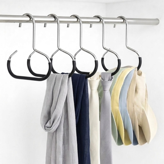 아이딥 논슬립 다용도 수납 벨트 스카프 넥타이 가방 걸이 5개, 블랙, 1개