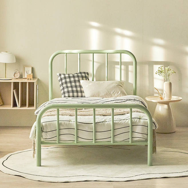 웰퍼니쳐 뽐므 스틸 침대 프레임 단품 방문설치, 민트