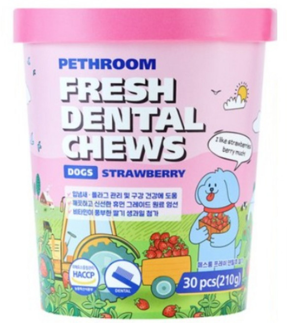 페스룸 강아지 프레쉬 덴탈츄 30p, 210g, 1개, 딸기맛