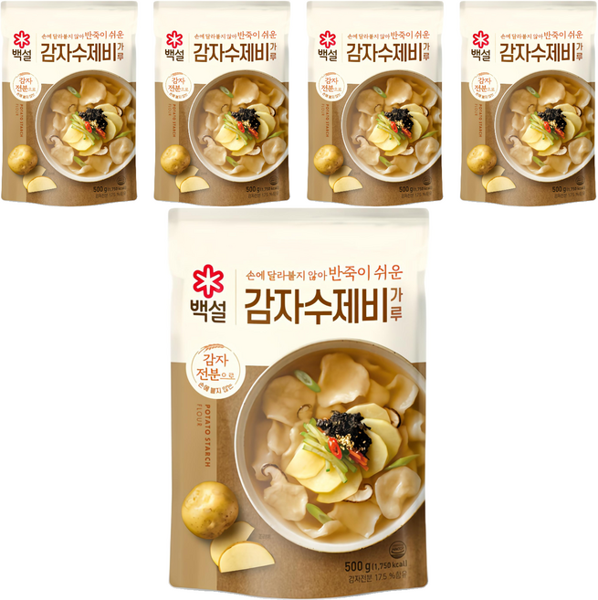 백설 감자수제비 가루, 500g, 5개