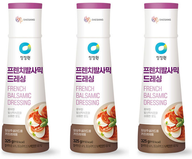 청정원 프렌치 발사믹 드레싱, 325g, 3개