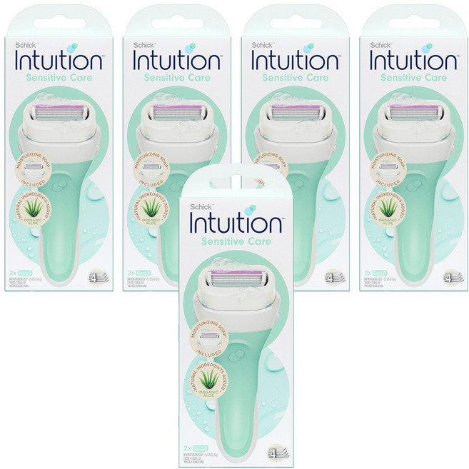 인튜이션 내추럴 여성제모기 알로에 그린 핸들 + 면도날 2개입, 3개입, 5개
