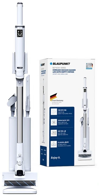 블라우풍트 BLDC UV 살균 고출력 초경량 자동 먼지비움 올인원 무선 청소기 BLP-VC411KSP, 화이트