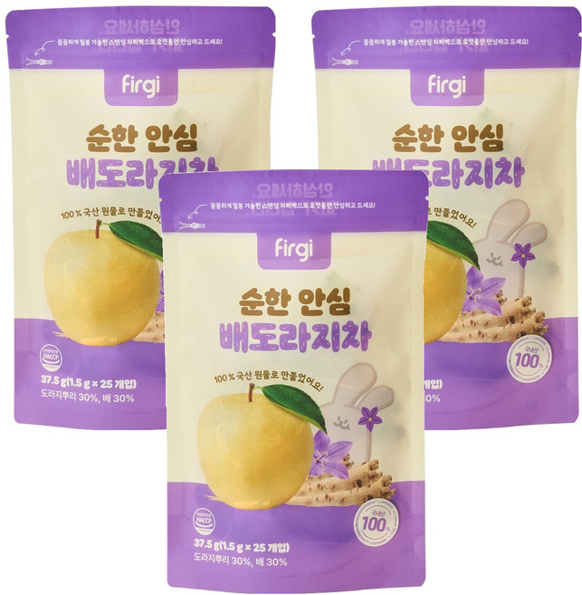 퍼기 순한 안심 배도라지 차, 1.5g, 25개입, 3개