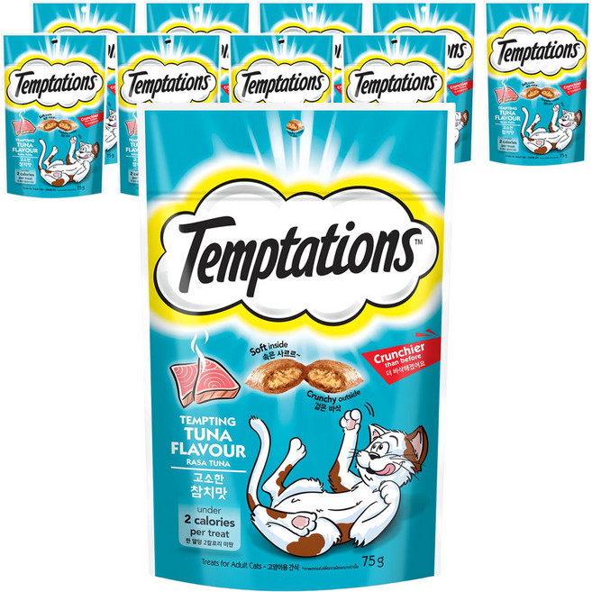 템테이션 고양이 스낵, 고소한 참치맛, 75g, 10개