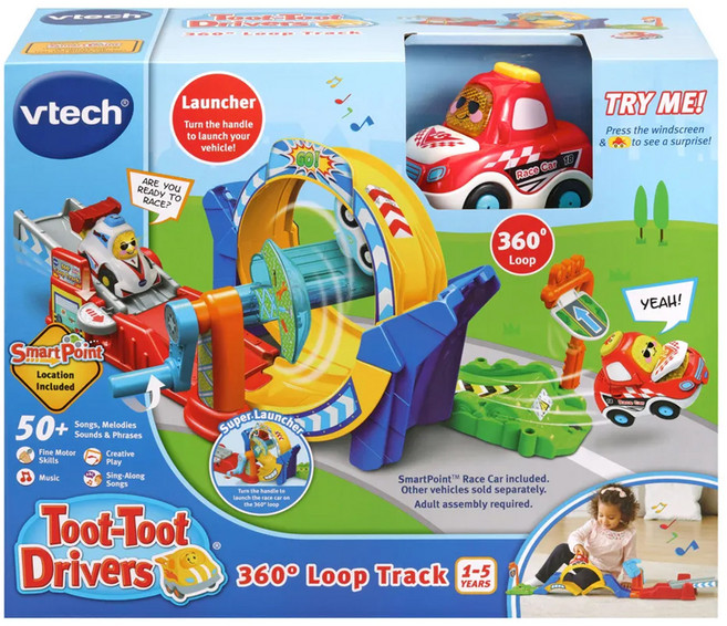 Vtech 嘟嘟聲光互動車 360度旋轉軌道組, 1盒, Multicolor