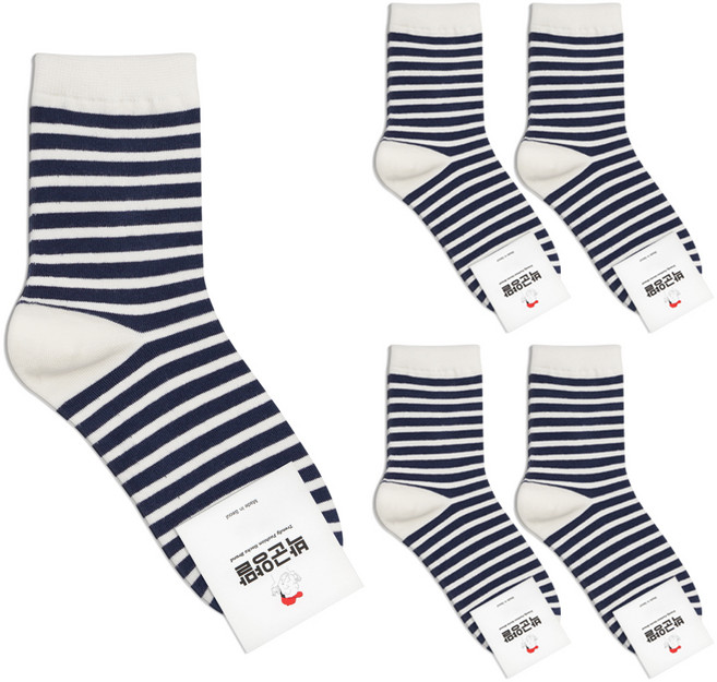박군 여성용 네이비링글 양말 5족