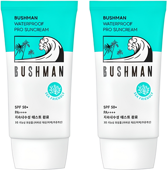 부쉬맨 워터프루프 프로 선크림 SPF50+ PA++++, 50g, 2개