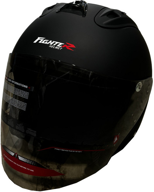 普通型露臉式機車用安全帽 含一層護目鏡 R3-A6 1350g, 消光黑