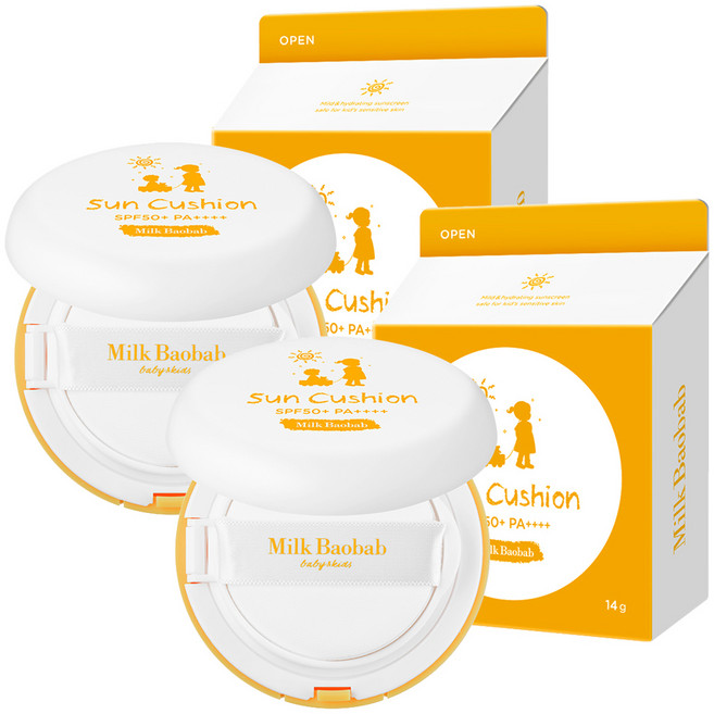 밀크바오밥 베이비앤키즈 선쿠션 SPF50+ PA++++, 14g, 2개