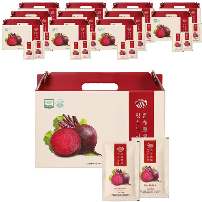 청춘농장 유기농 레드비트즙, 2.4L, 12개