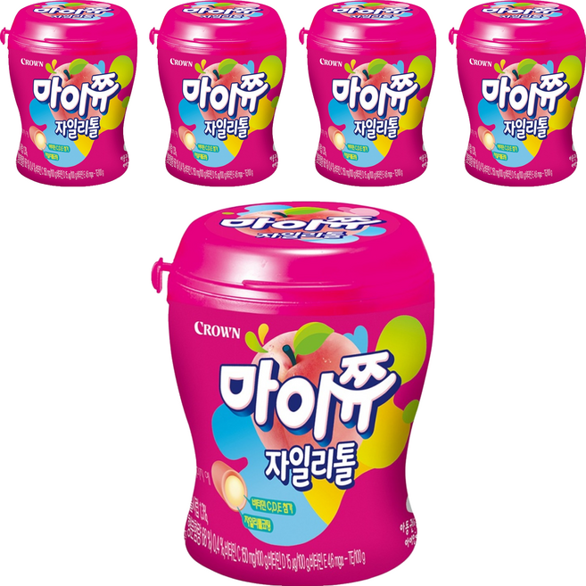 마이쮸 크라운 복숭아맛 용기, 110g, 5개