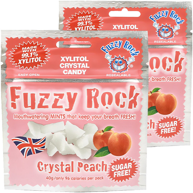 퍼지락 자일리톨 크리스탈 캔디 복숭아향, 40g, 2개