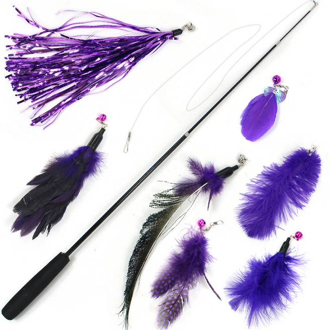 펫츠몬 고양이 플라잉 3단 컬러 낚시대 8종 세트, 1개, 보라