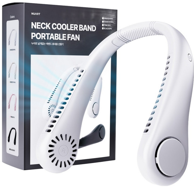 누아트 날개없는 넥밴드 휴대용 선풍기, TYPE-C 3.0 FAN, 화이트
