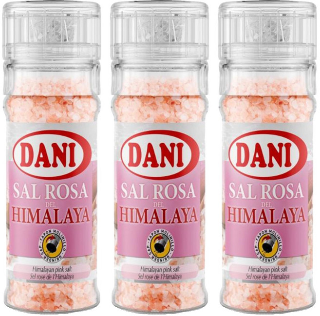 DANI 喜馬拉雅山玫瑰鹽搭配胡椒粒 研磨瓶蓋設計 現吃現磨 方便料理, 100g, 3瓶