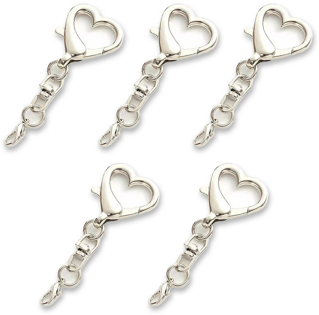 연결고리 부자재 하트 키링, 5개