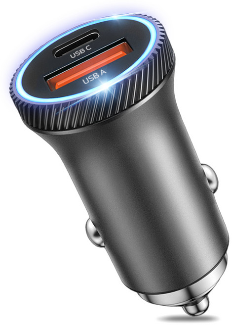 홈플래닛 QC3.0 48W 2포트 차량용 시거잭 고속충전기 알루미늄 바디, 블랙, V-0248W