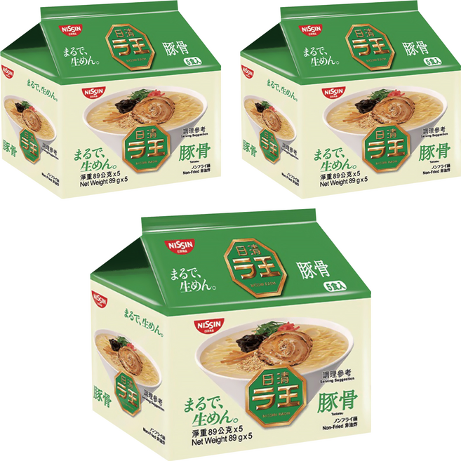 NISSIN 日清 拉王 非油炸速食麵 豚骨 89g, 15包