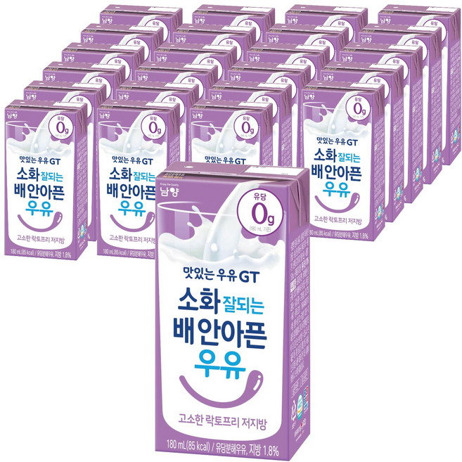 맛있는우유GT 소화 잘되는 배 안아픈 저지방 우유, 180ml, 24개