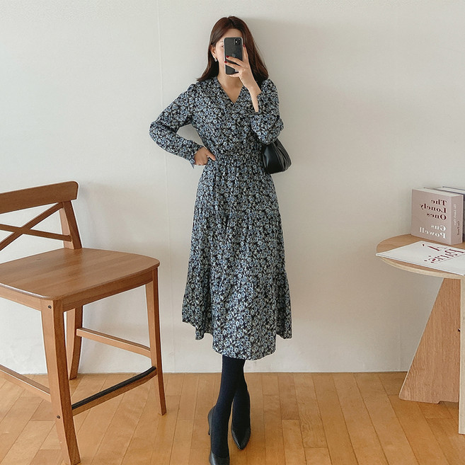 로미스토리 랩스타일 플라워 롱원피스