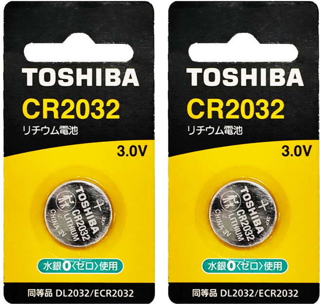TOSHIBA 東芝 台灣公司貨 鈕扣電池 CR2032, 2個, 1入