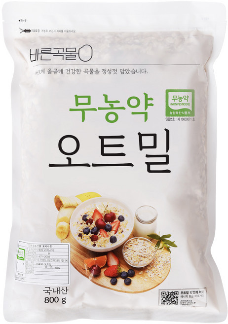 두보식품 바른곡물 국내산 무농약 오트밀, 800g, 1개