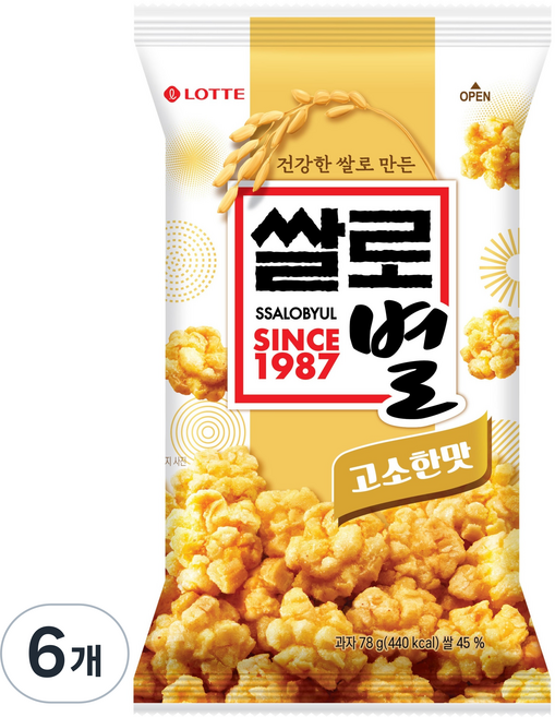 롯데웰푸드 쌀로별 고소한맛, 78g, 6개