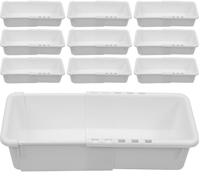 올유리빙 길이조절 바스켓, 화이트, 1호, 10개