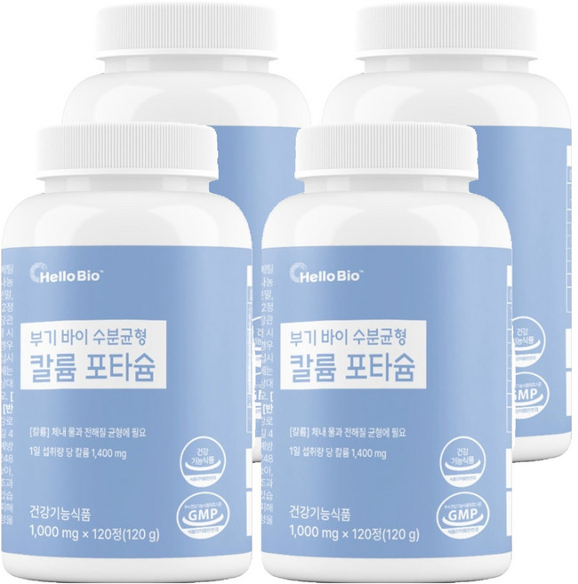 부기 바이 수분균형 칼륨 포타슘, 4개, 120정