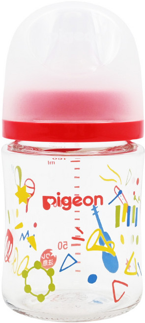 pigeon 貝親 實感哺乳玻璃奶瓶 0個月以上, 160ml, 樂器版, 1個