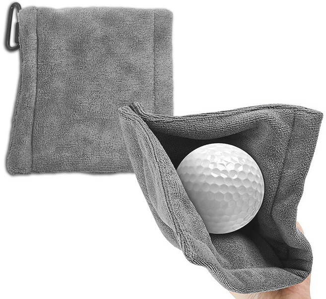 얼리포츠 골프 타올 카라비너 볼크리너, 2개, 그레이