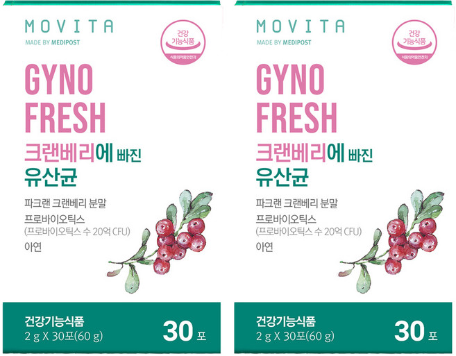 지노프레쉬 크랜베리에 빠진 유산균 30p, 30회분, 2개