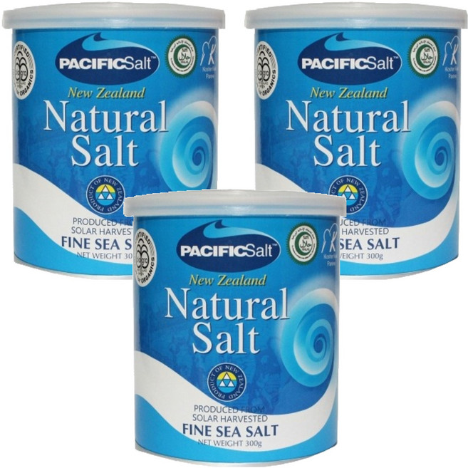 PACIFICSalt 天廚 紐西蘭日曬天然海鹽 保留天然礦物質成分, 300g, 3罐