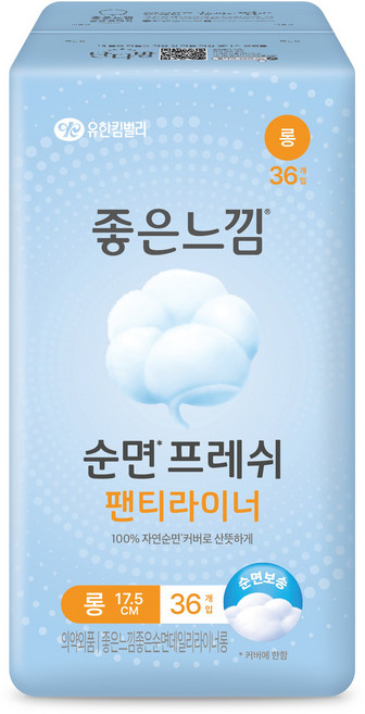 좋은느낌 좋은순면 팬티라이너, 롱, 36개입, 1개